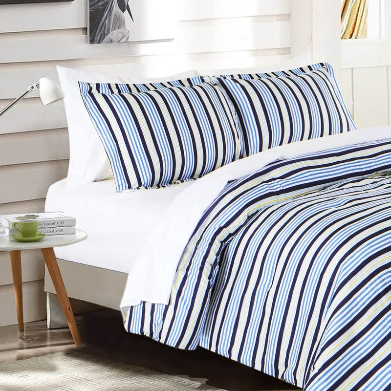 EMME Queen Comforter Set 7 Piece Bedding Sets, Blue Bed in a Bag Bedspreads Queen Size with Comforter, Sheets, Pillowcases & Shams,Soft Down Alternative Bed Set for All Season - Image 2